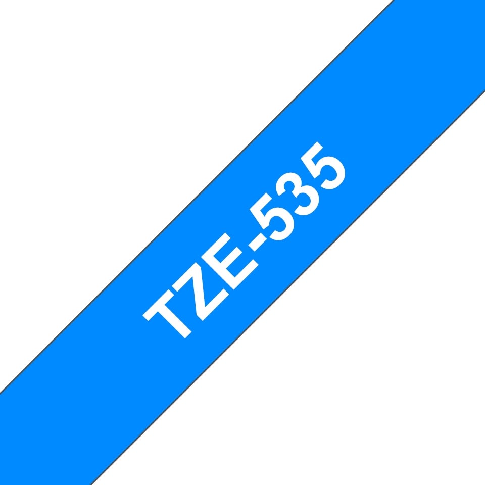 Brother TZe-535 labeltape 12mm, hvid på blå