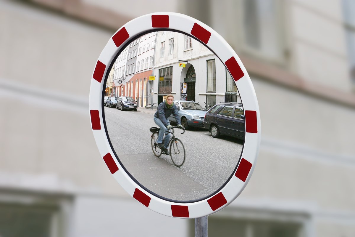 Trafikspejl rundt, inde/ude, akryl, Ø60cm