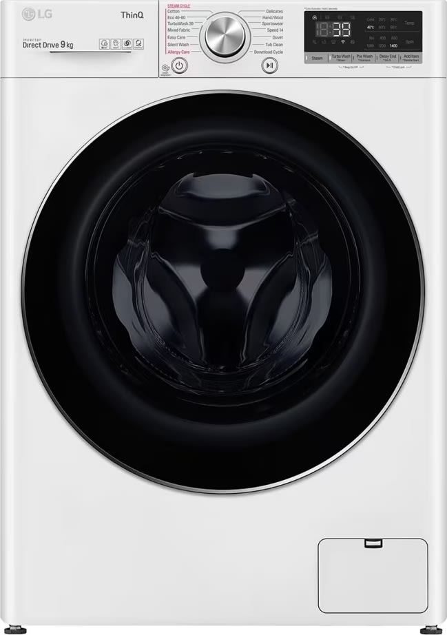 LG FV90VNS2QE vaskemaskine, 9 KG, hvid
