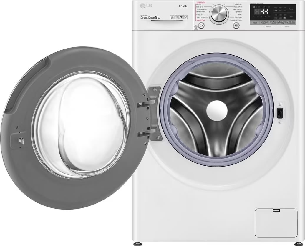 LG FV90VNS2QE vaskemaskine, 9 KG, hvid