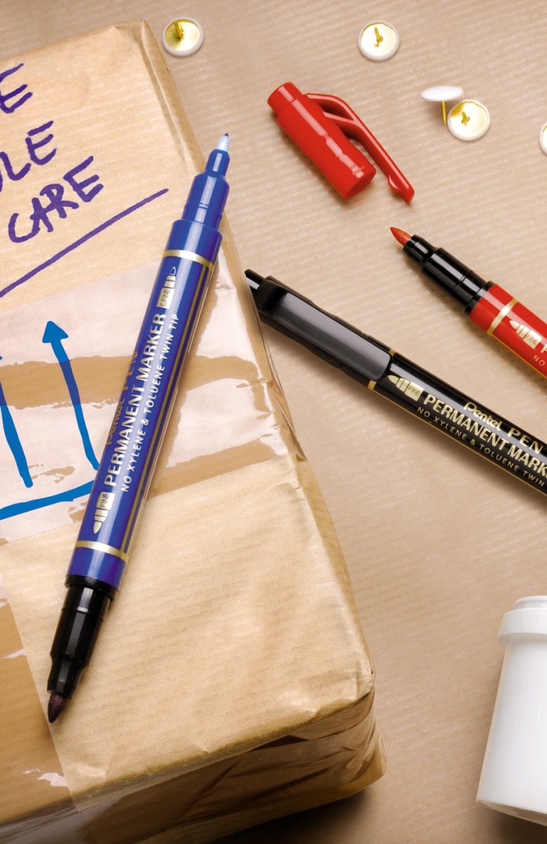 Pentel N75W Twin marker | Sort