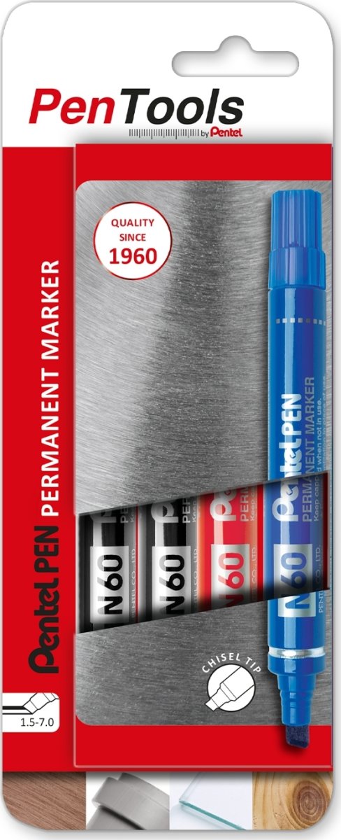 Pentel N60 Permanent marker | Skrå | 4 stk.