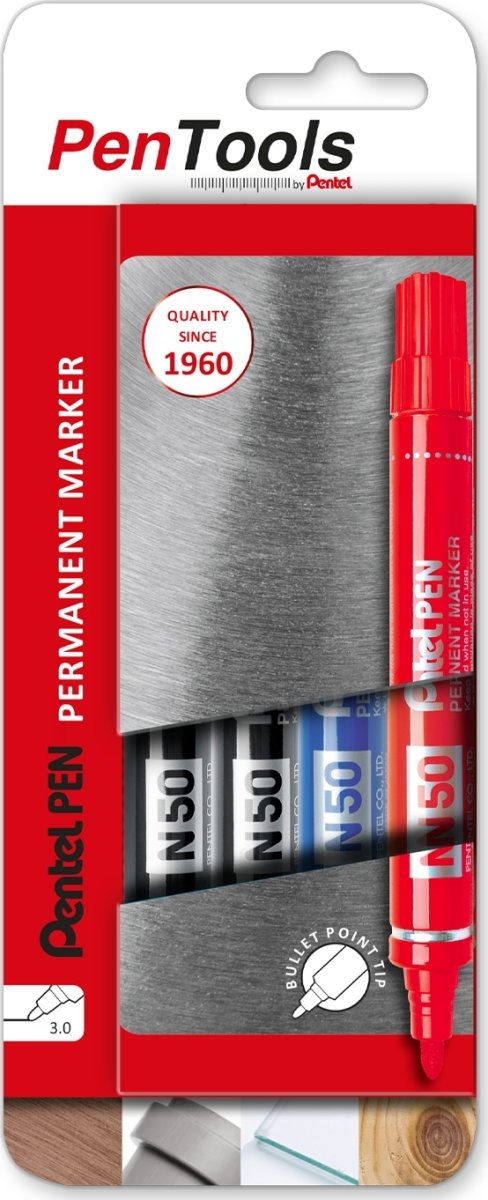 Pentel N50 Permanent marker | Rund | 4 stk.