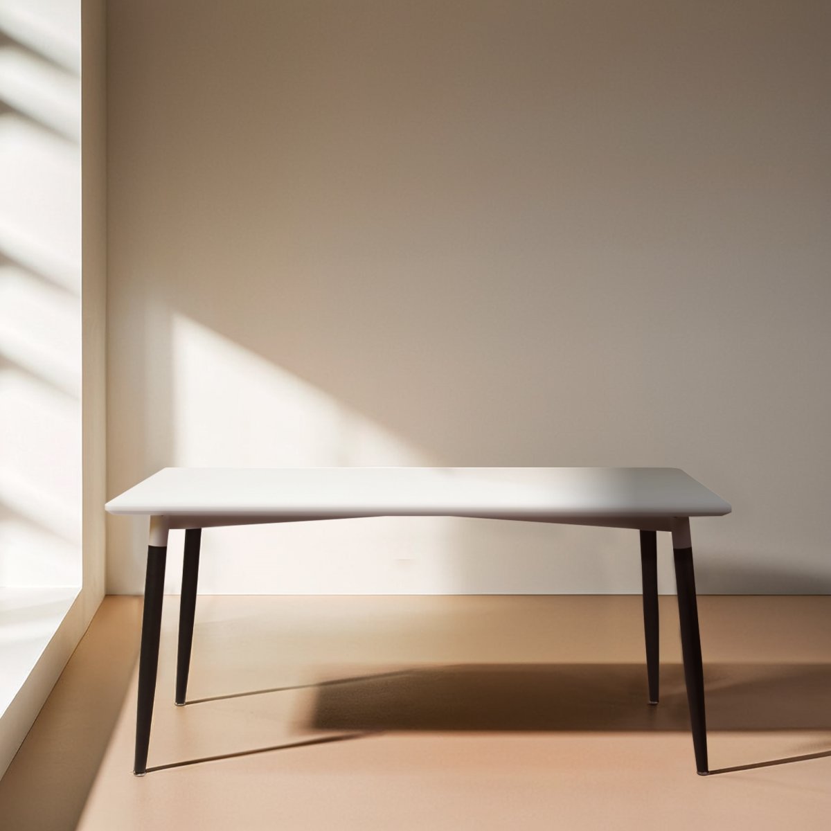 Room mødebord 180x80 cm, Hvidt m/ sort metal stel