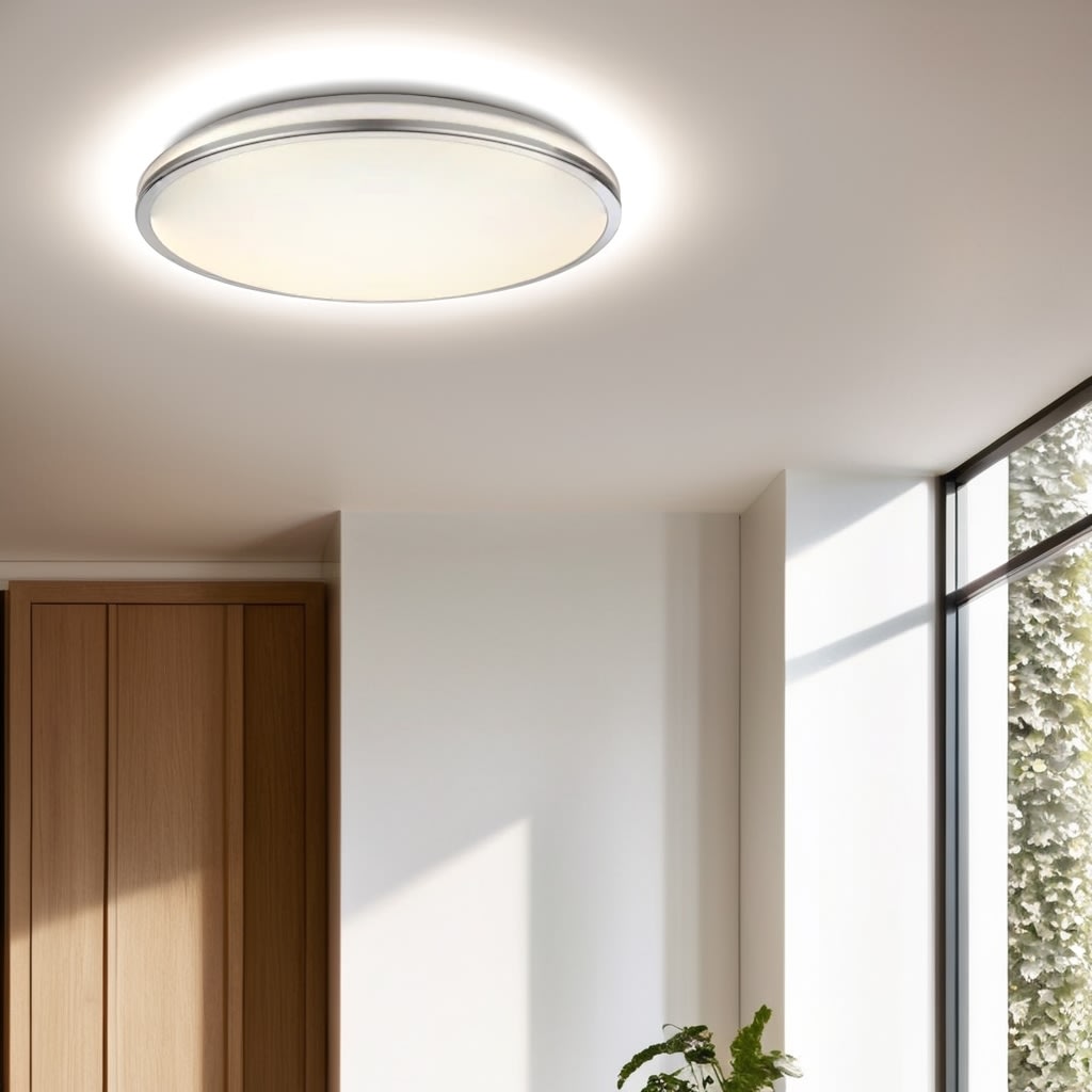 Fancy LED plafond, Ø33 cm, Sølv/hvid