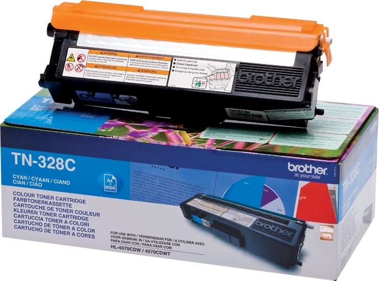 Brother TN328C lasertoner, blå, 6000s