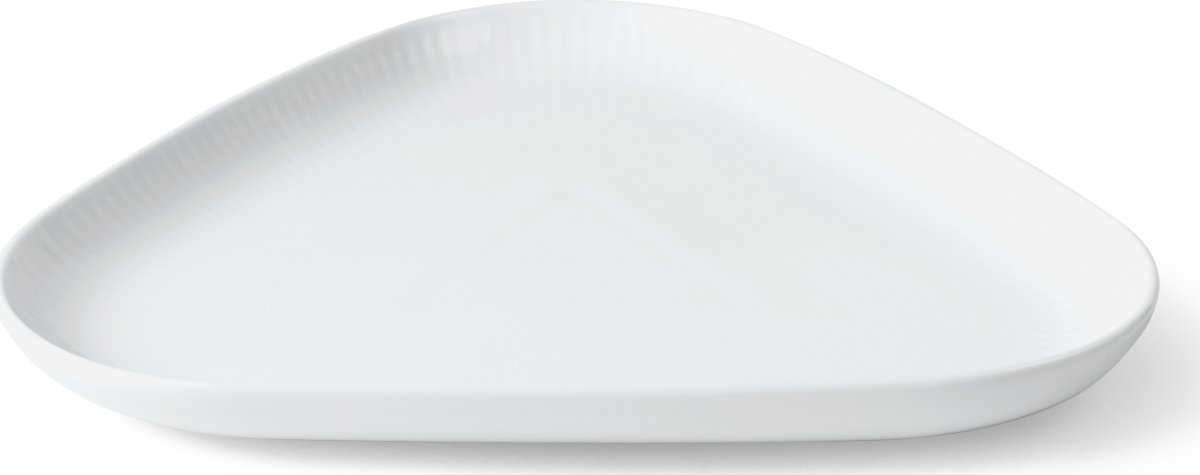 Royal Copenhagen Hvid Riflet Trekantet Fad