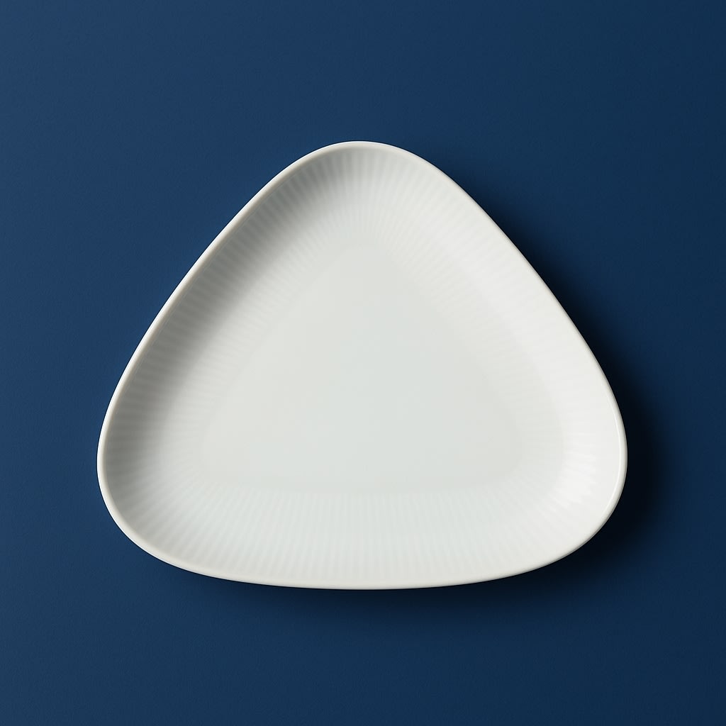 Royal Copenhagen Hvid Riflet Trekantet Fad