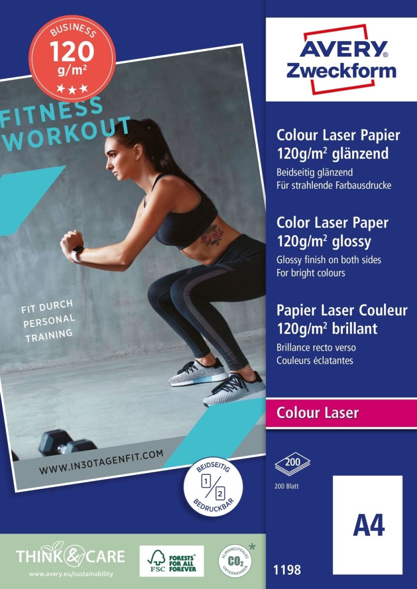Avery laser fotopapir, glossy, A4/120g/200ark