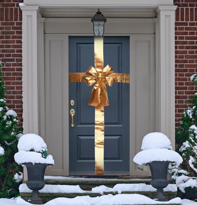 Dørsløjfe m. Bånd, guld, polyester, 42 cm
