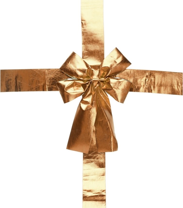 Dørsløjfe m. Bånd, guld, polyester, 42 cm