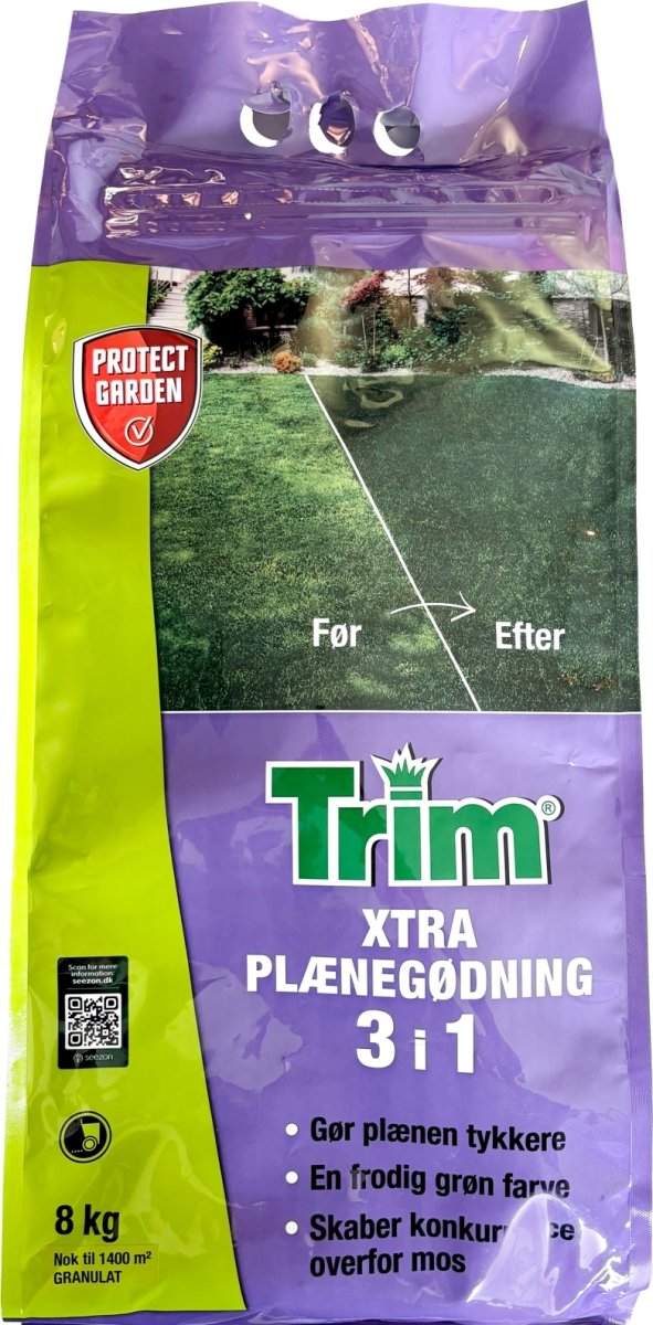 Trim 3-i-1 Xtra plænegødning, 8 kg.
