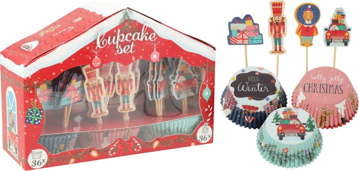 Cupcake Sæt m. Julemotiv, 72 dele