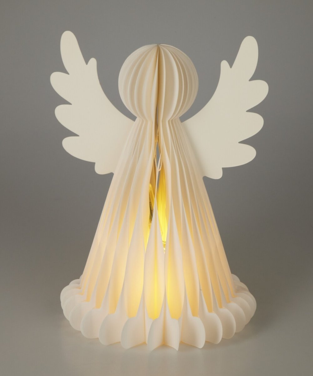 Engel I Papir m. LED Gør Det Selv, 38cm, hvid