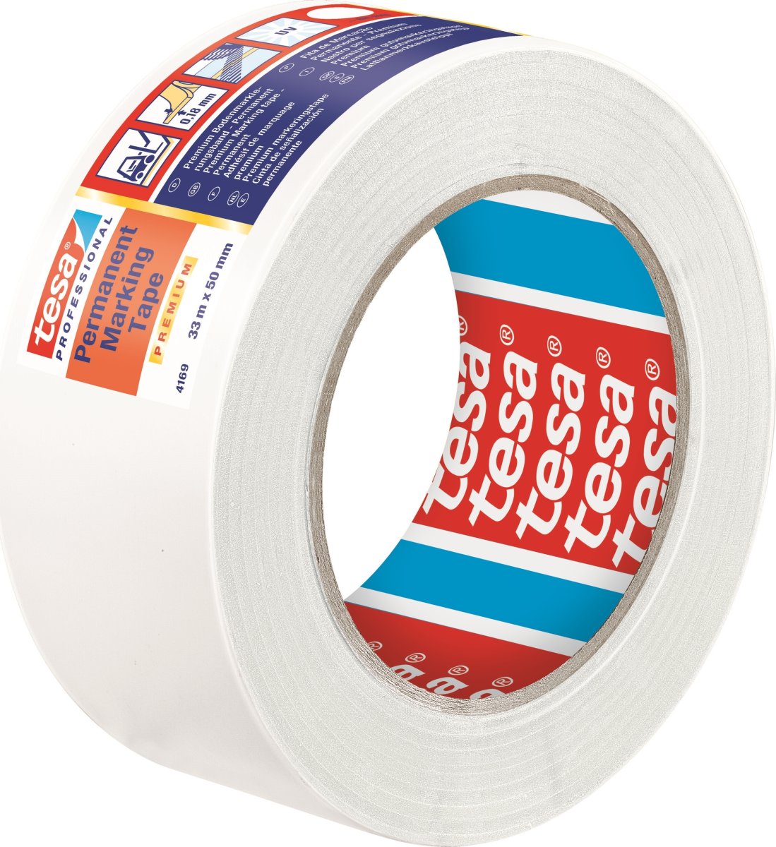 tesa gulvmarkeringstape, 50mm x 33m, hvid