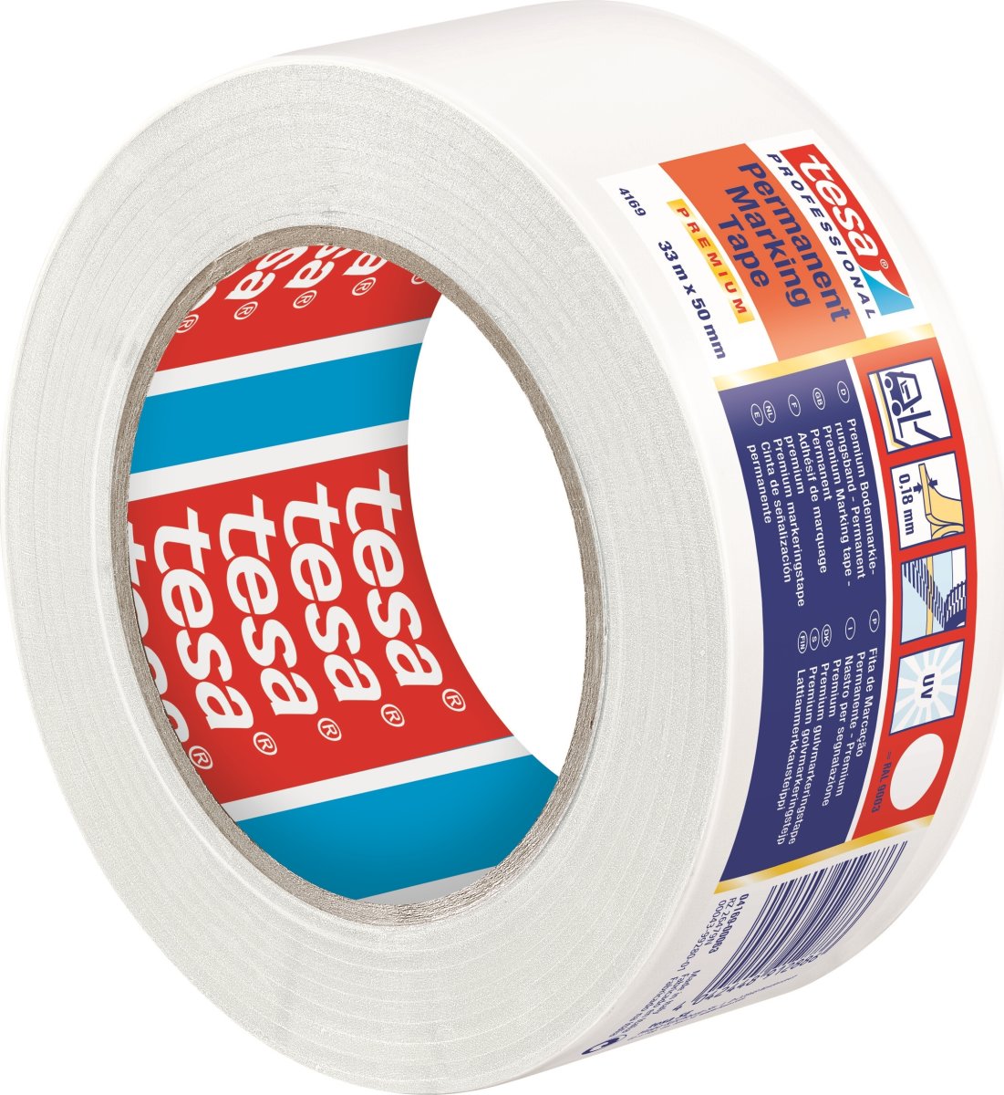 tesa gulvmarkeringstape, 50mm x 33m, hvid