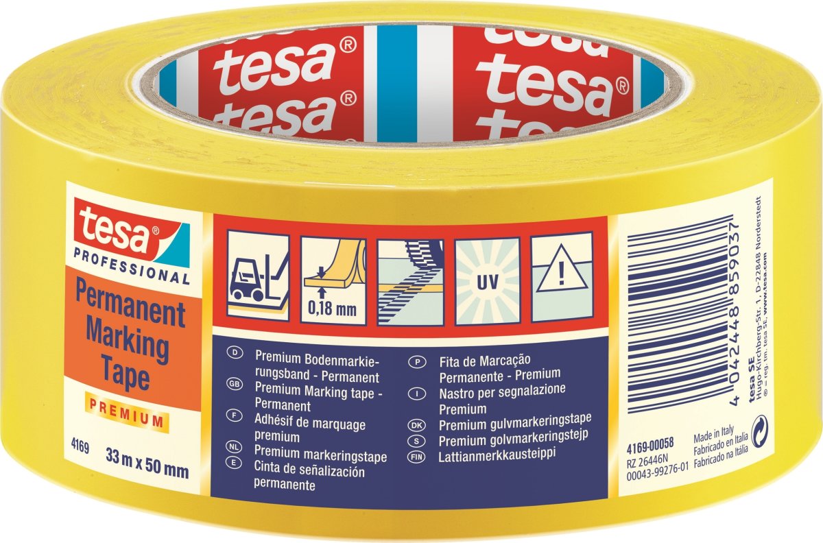 tesa gulvmarkeringstape, 50mm x 33m, gul