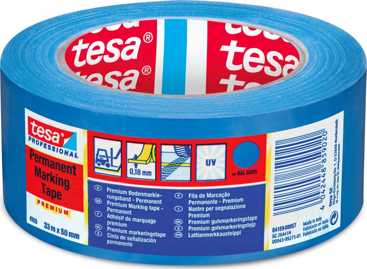 tesa gulvmarkeringstape, 50mm x 33m, blå