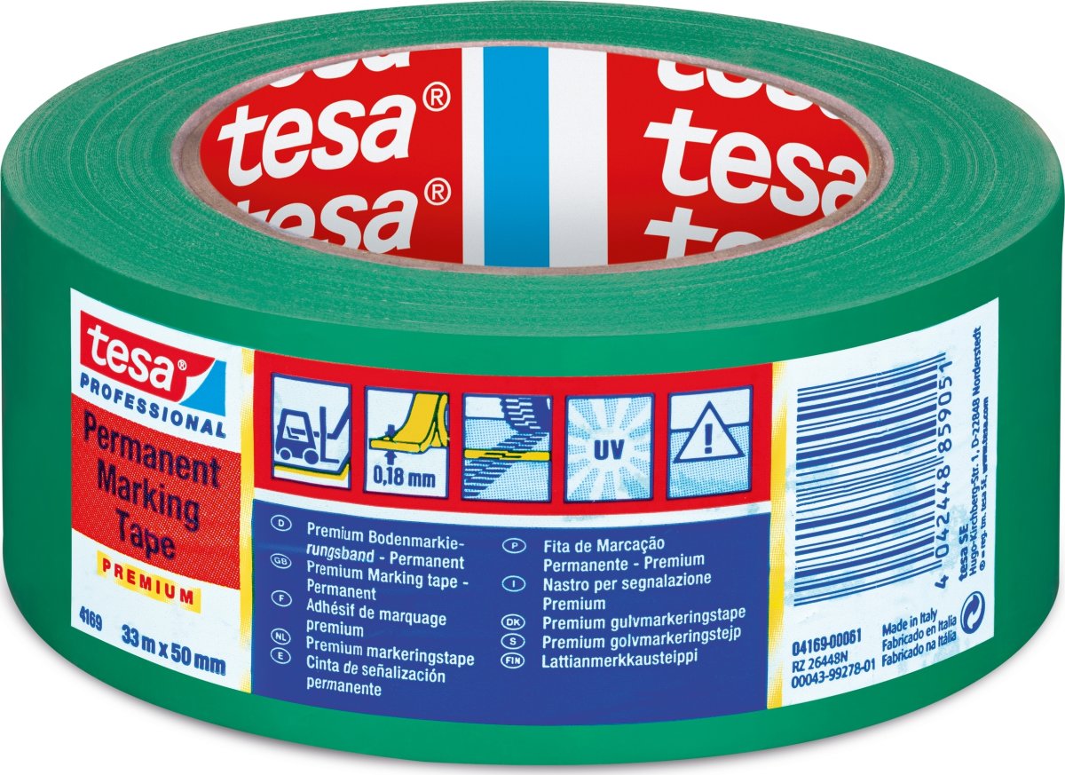 tesa gulvmarkeringstape, 50mm x 33m, grøn