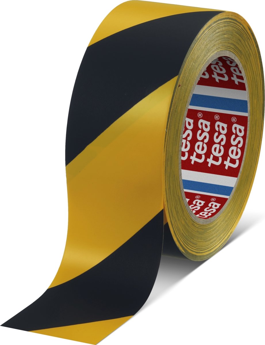 tesa gulvmarkeringstape, 50mm x 33m, gul/sort
