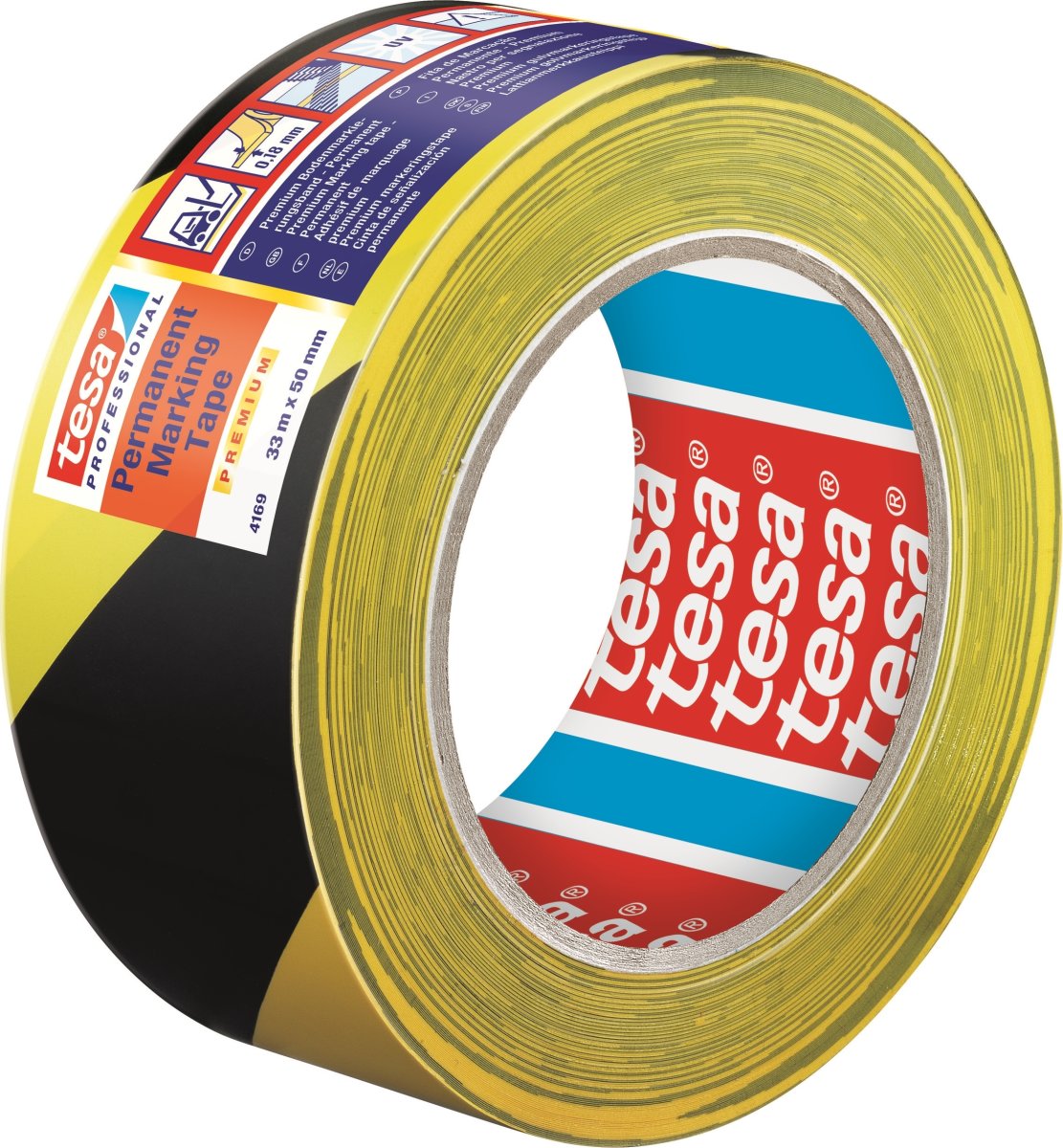tesa gulvmarkeringstape, 50mm x 33m, gul/sort
