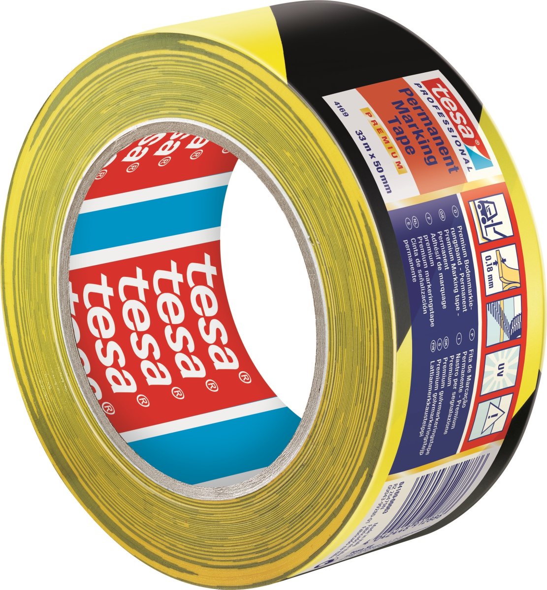 tesa gulvmarkeringstape, 50mm x 33m, gul/sort