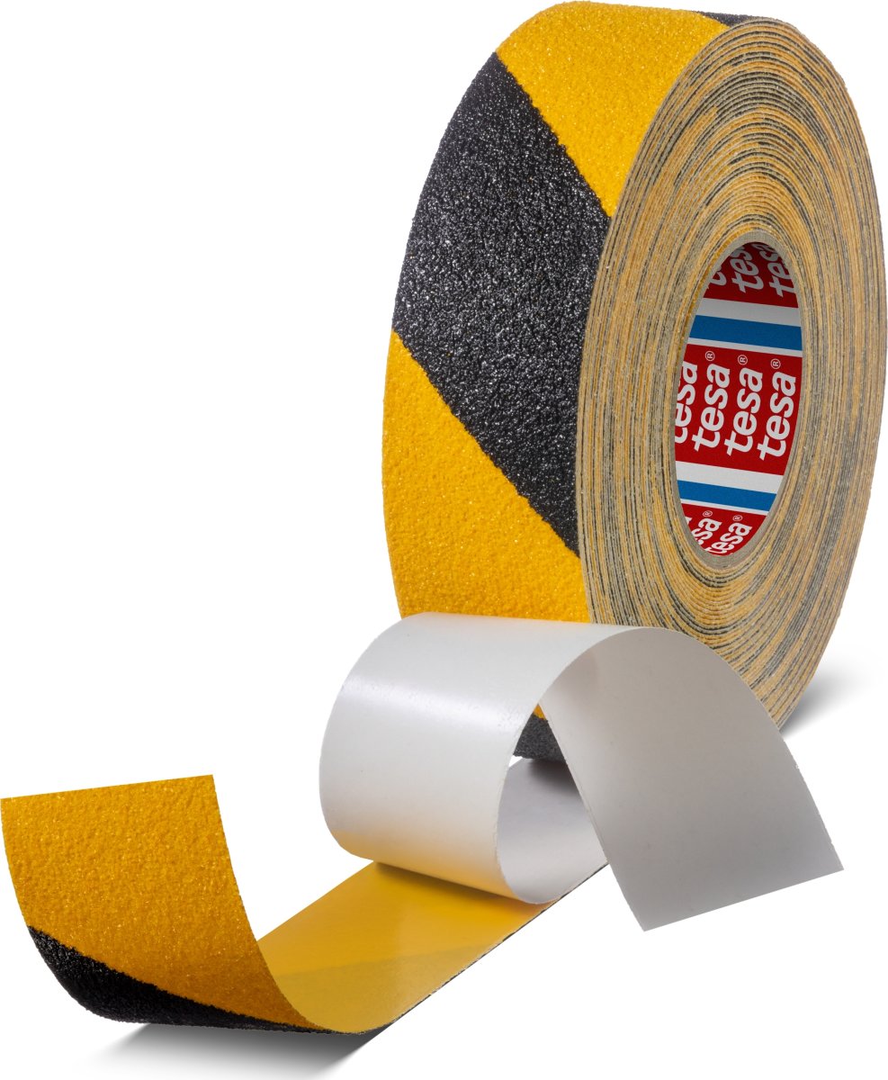 tesa skridsikker tape, 50mm x 18m, gul/sort