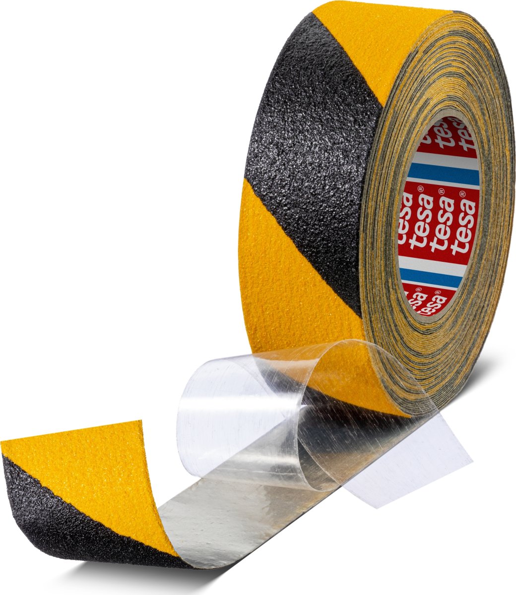 tesa føjelig skridsik. tape, 50mm x 18m, gul/sort