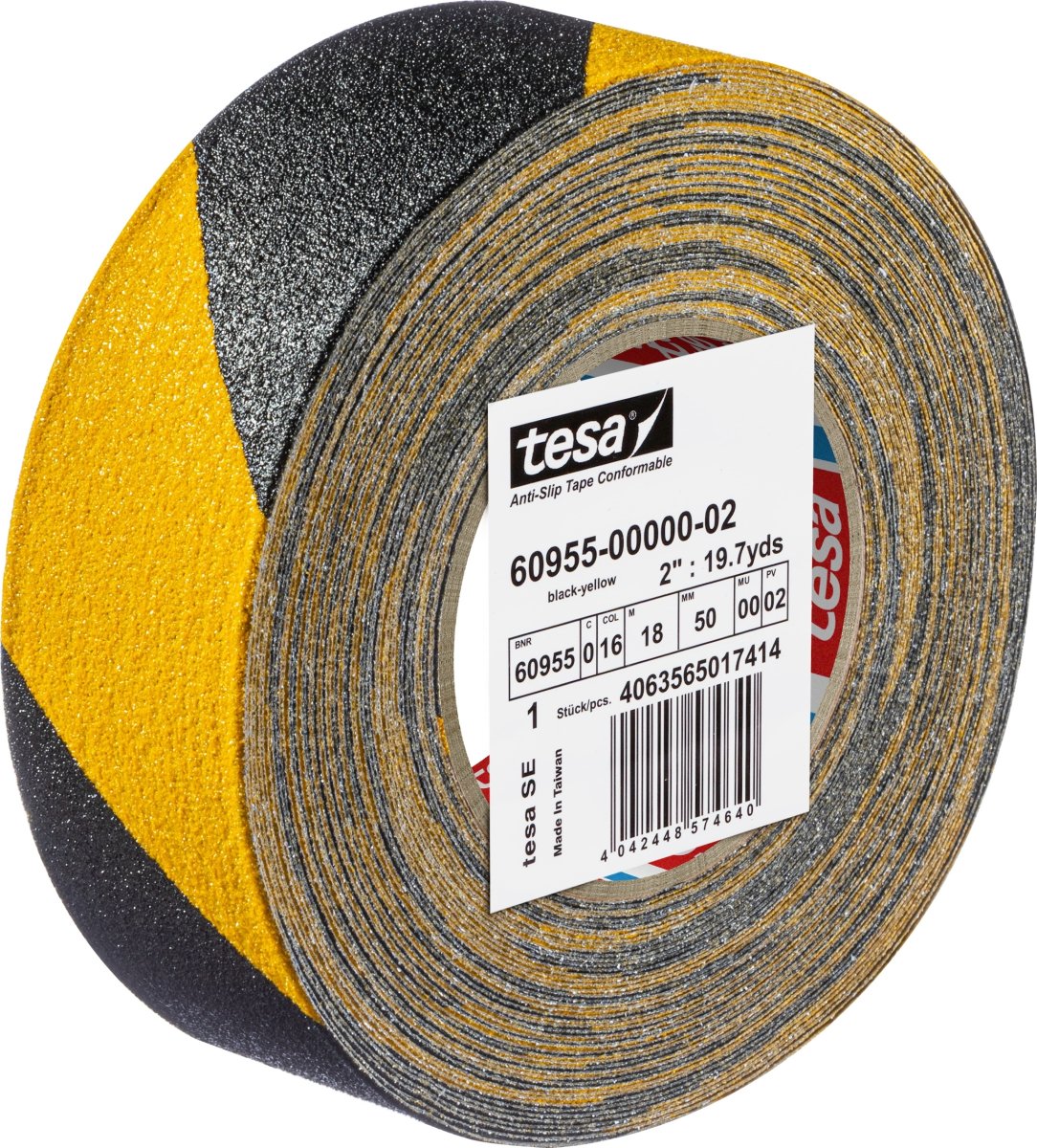 tesa føjelig skridsik. tape, 50mm x 18m, gul/sort
