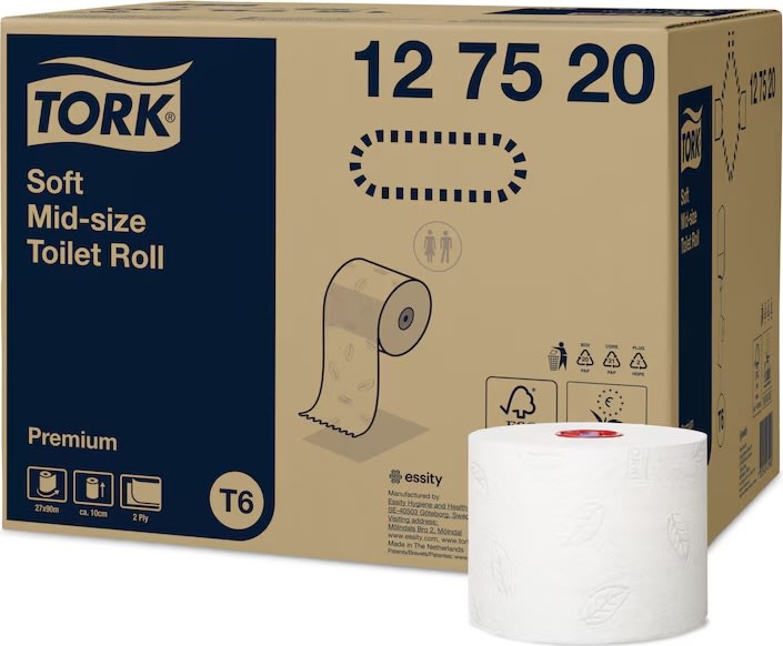 Tork T6 Premium Toiletpapir, 2-lag, 27 rl