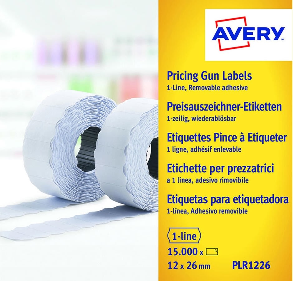 Avery Prisetiketter Aft. | 12x26 mm | Hvid