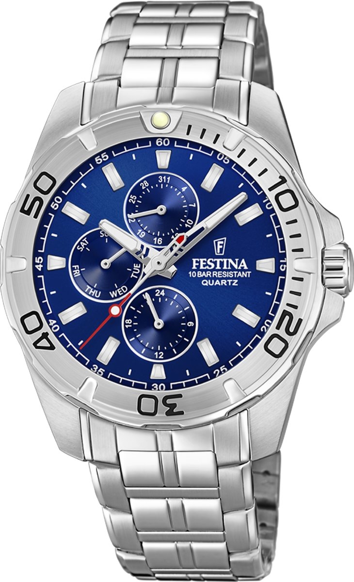 FESTINA WATCHES Multifunktion Herreur, blå/stål