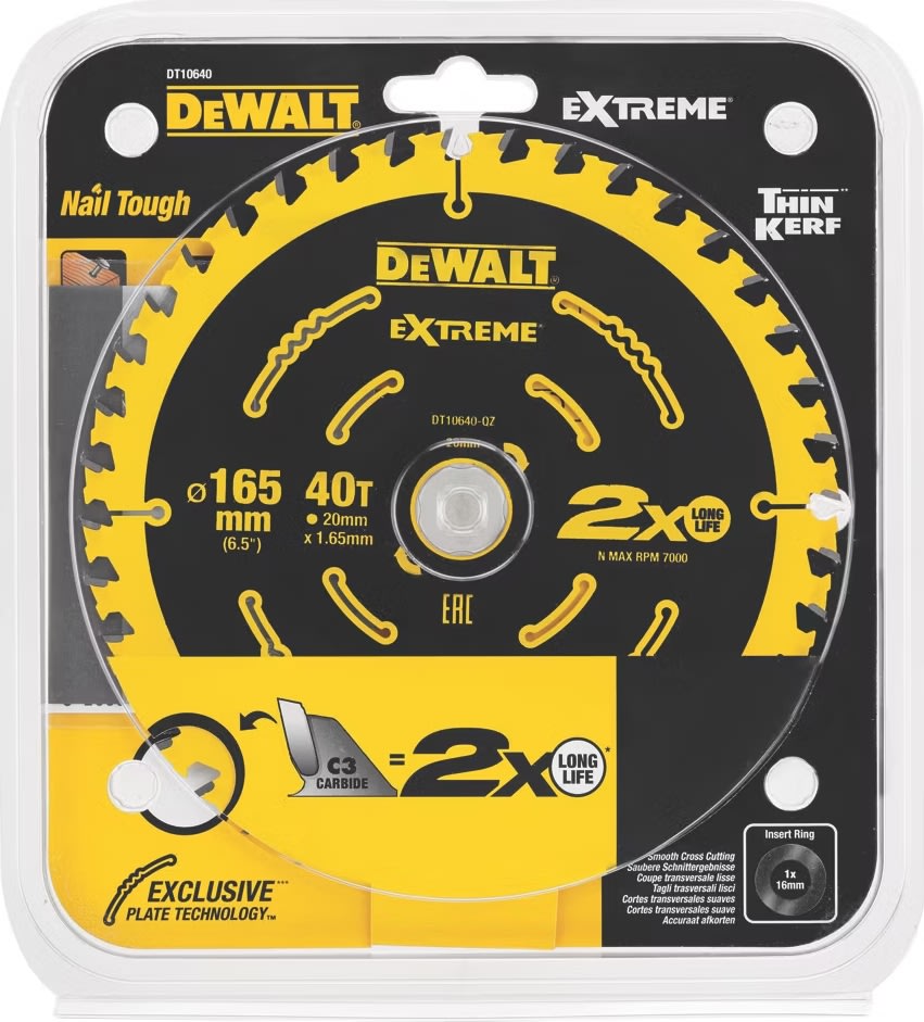 DEWALT rundsavklinge, 165x20mm, 40 t.