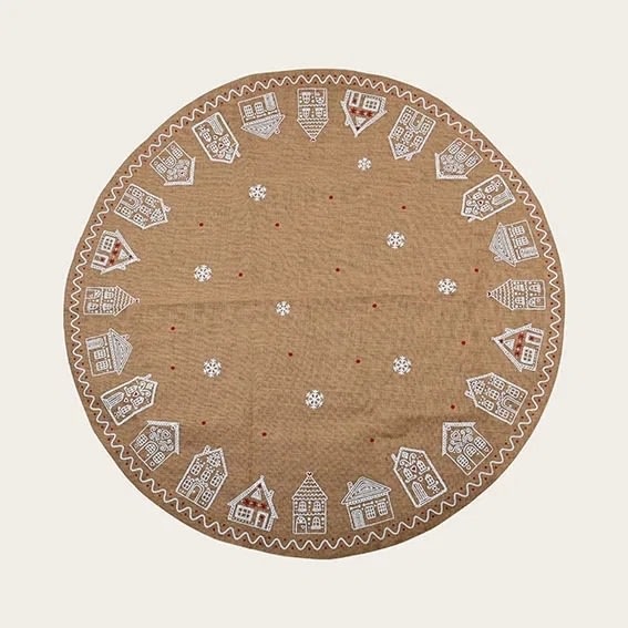 Juletræstæppe, H120xB120xD0,2cm, Ø120cm, brun