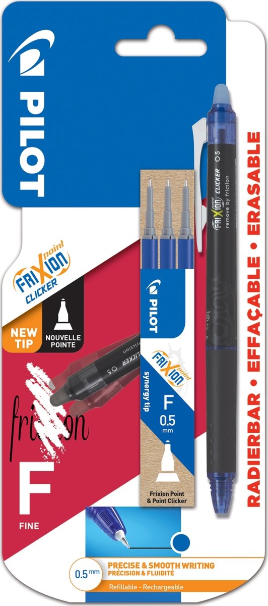 Pilot FriXion Point Clicker | F | Valuepack | Blå