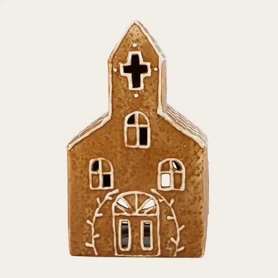 Imitations kage hus til fyrfadslys, H16,2xB9,6cm
