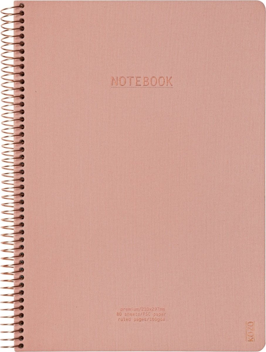 Kozo Premium Notesbog | A4 | Linj. | Muted Blush