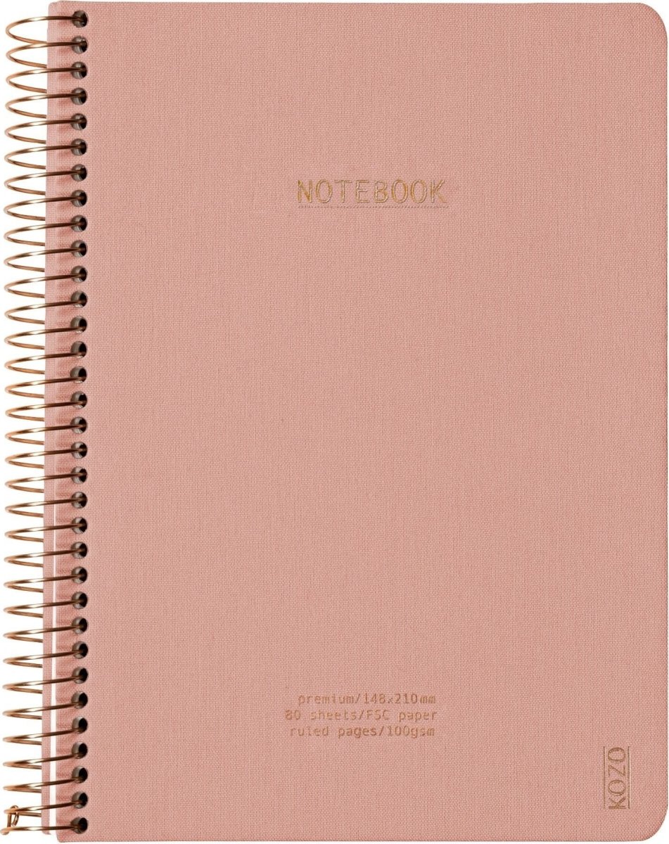 Kozo Premium Notesbog | A5| Linjeret| Muted Blush