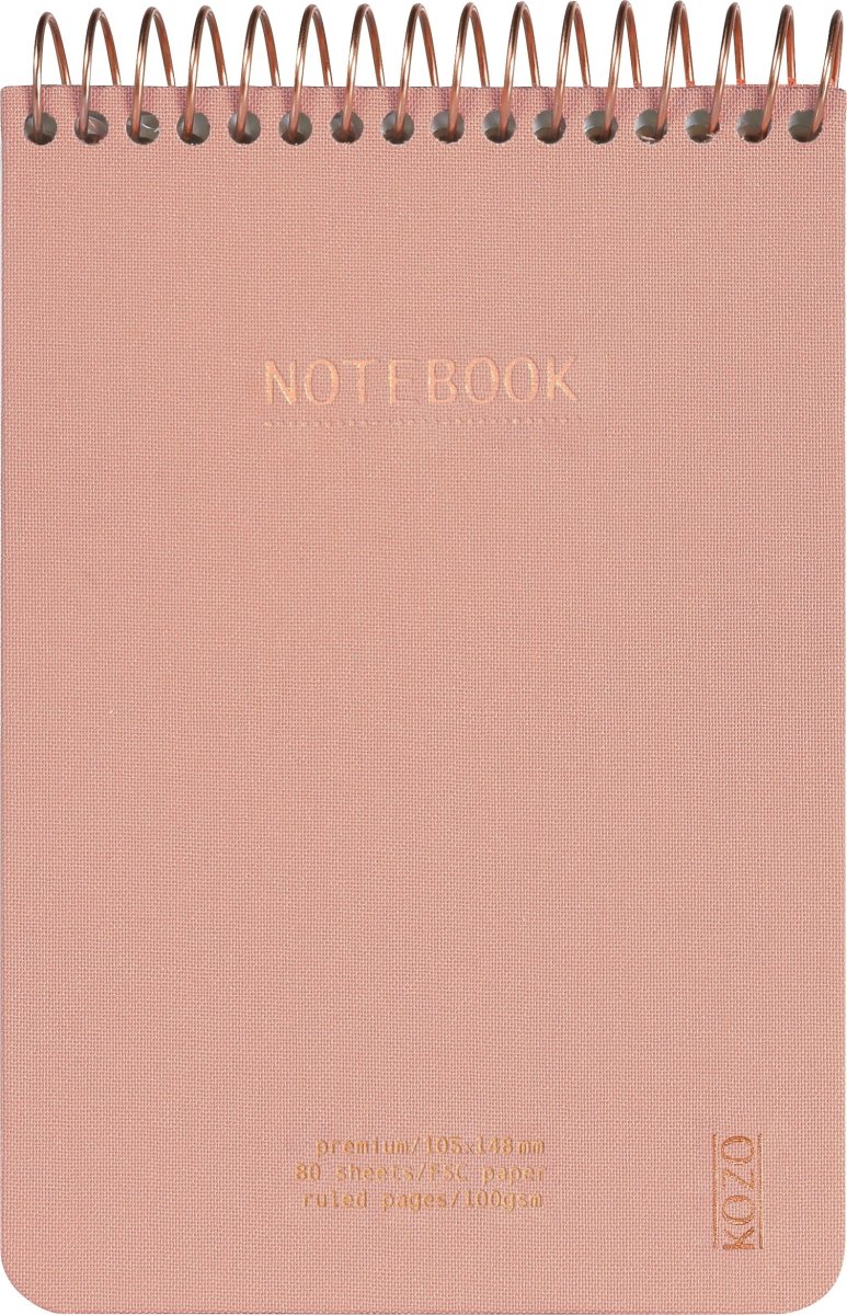 Kozo Premium Notesbog |A6 | Linjeret | Muted Blush