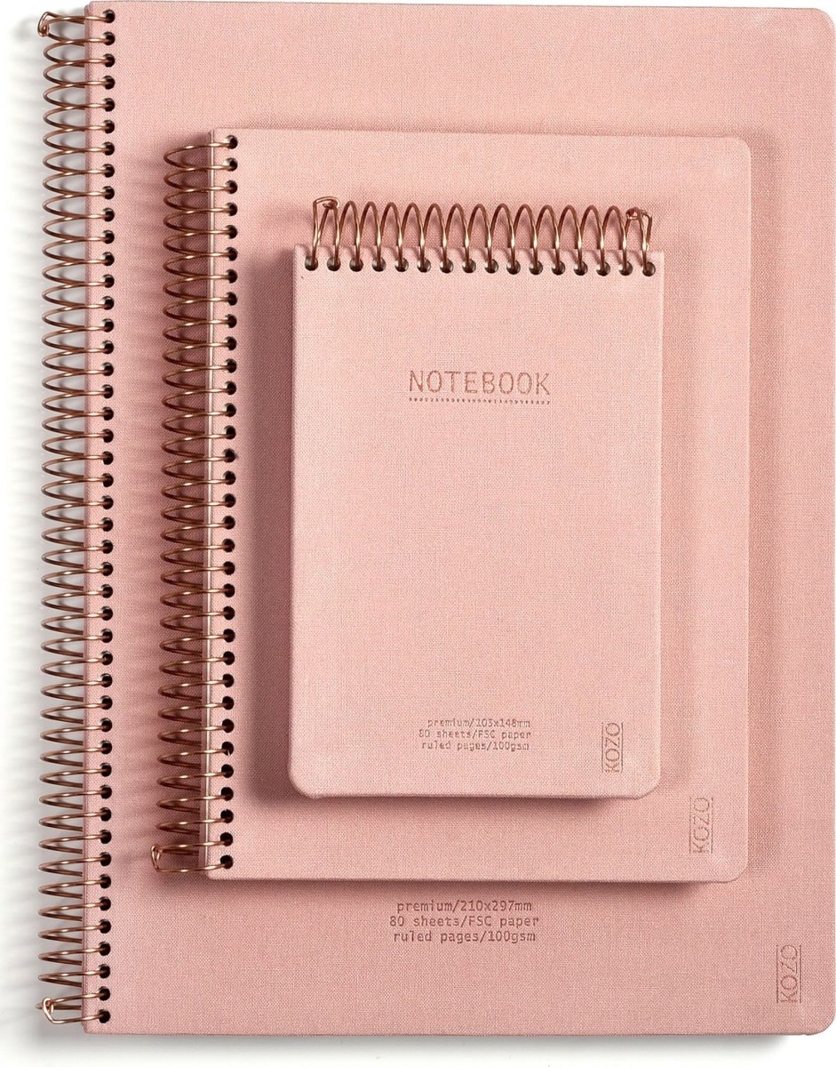 Kozo Premium Notesbog |A6 | Linjeret | Muted Blush