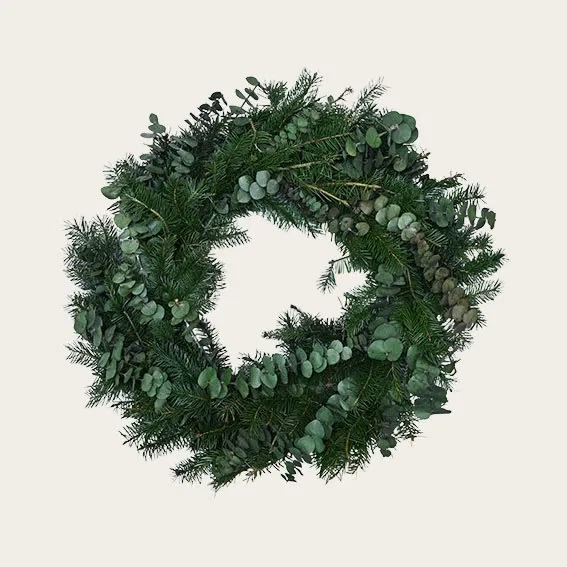 Adventskrans Eukalyptus & Gran, Ø50cm, grøn