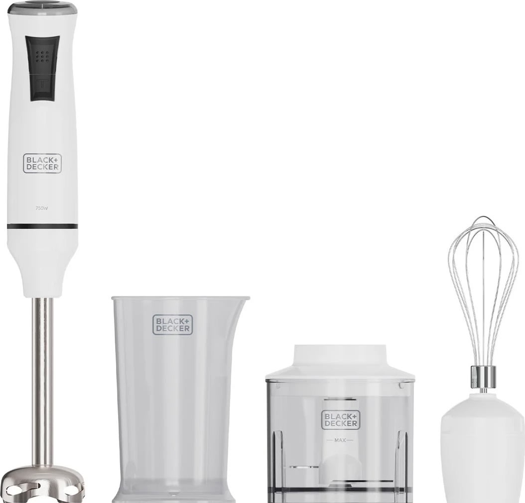 Black+Decker Stavblender sæt 750W, Hvid