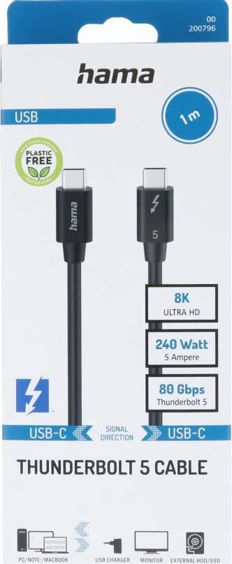 Hama Kabel USB-C Thunderbolt, sort