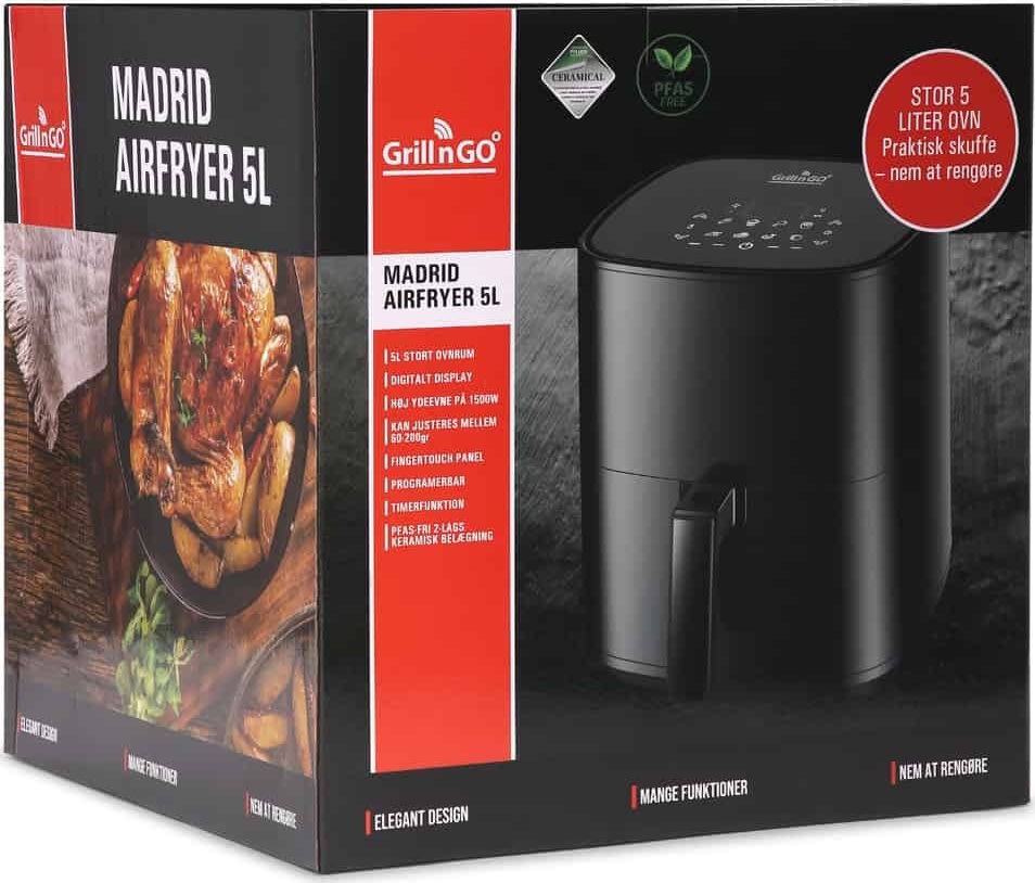 GrillnGO Madrid airfryer, 5L, sort