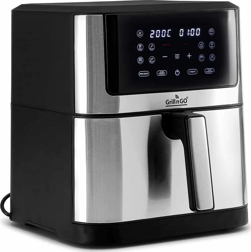 GrillnGO Airfryer 8L, 1800W, sort/sølv