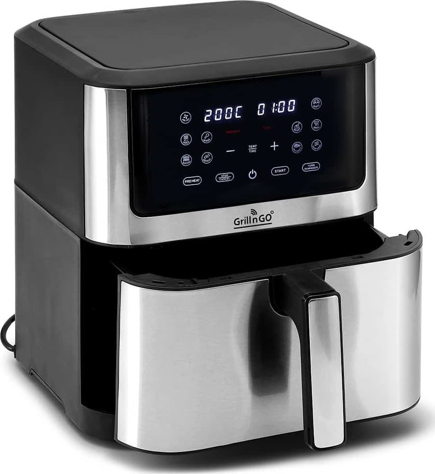GrillnGO Airfryer 8L, 1800W, sort/sølv