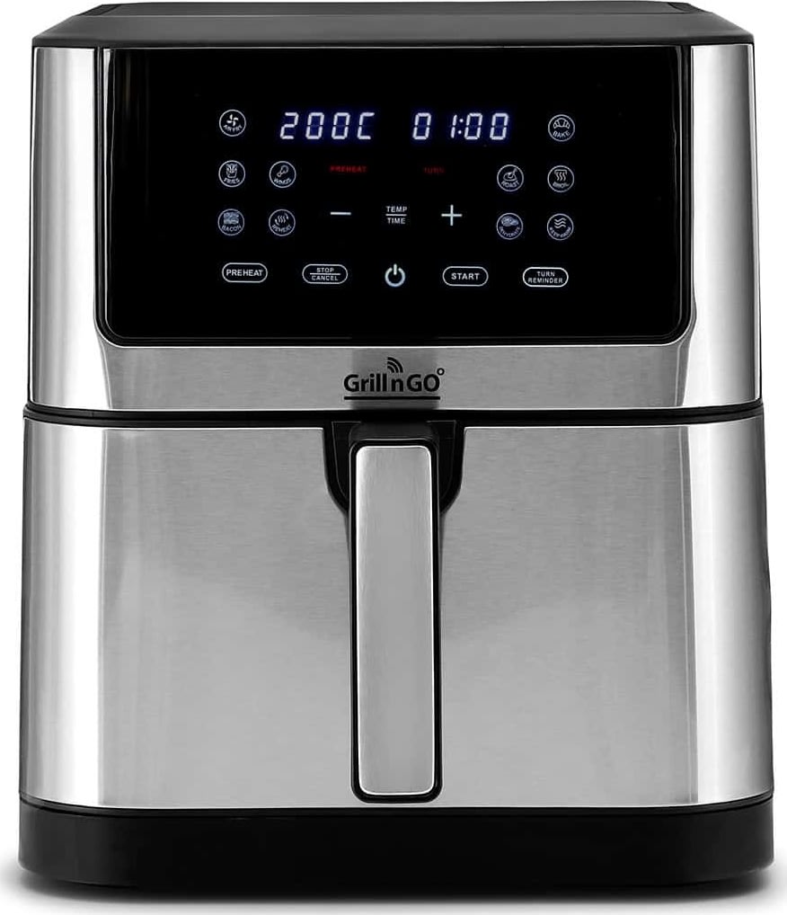 GrillnGO Airfryer 8L, 1800W, sort/sølv