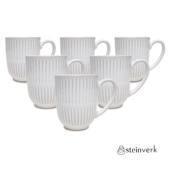 Steinverk Krus 410 ml, hvid, 6 stk