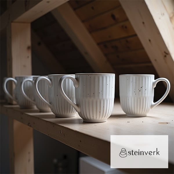 Steinverk Krus 410 ml, hvid, 6 stk
