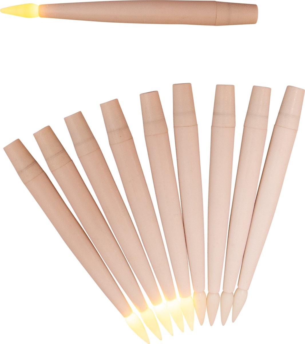 Sæt m/10stk LED Juletræslys, H2,8xØ1,5cm, hvid